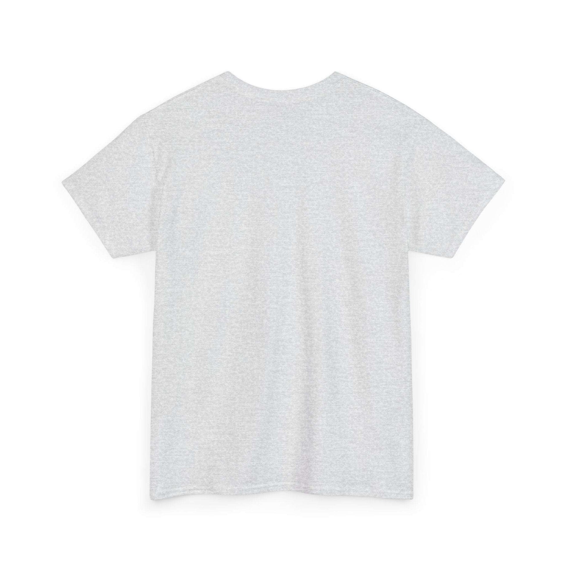 The plain back view of the white T-shirt against a white background.