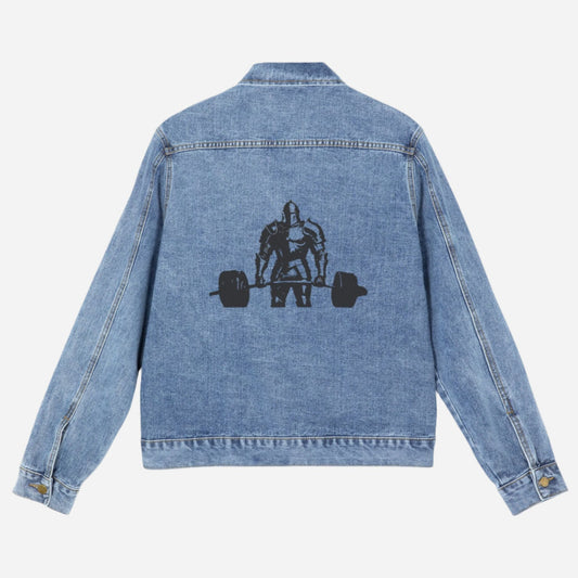 'Deadlifting Knight' Denim Jacket